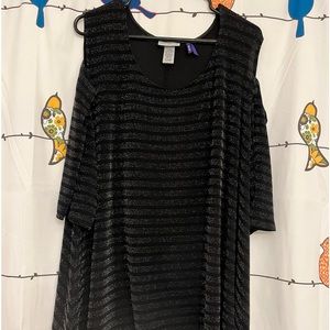 Black/silver/gold open shoulder top - Catherines 2XWP - 22/24 WP - PETITE